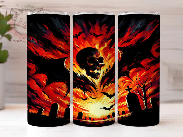 Spooky Skull Halloween Tumbler, Skull Tumbler Wrap, 20oz Tumbler Sublimation, Spooky Tumbler Design, Halloween Gift, Skull Design Tumbler, Halloween Wrap Sublimation Lara' s Designs 
