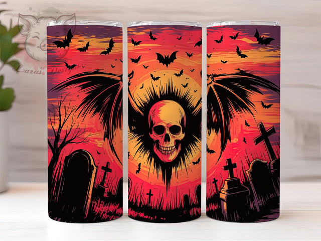 Spooky Skull Halloween Tumbler, Skull Tumbler Wrap, 20oz Tumbler Sublimation, Spooky Tumbler Design, Halloween Gift, Skull Design Tumbler, Halloween Wrap Sublimation Lara' s Designs 
