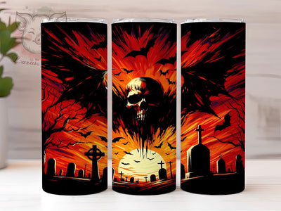 Spooky Skull Halloween Tumbler, Skull Tumbler Wrap, 20oz Tumbler Sublimation, Spooky Tumbler Design, Halloween Gift, Skull Design Tumbler, Halloween Wrap Sublimation Lara' s Designs 