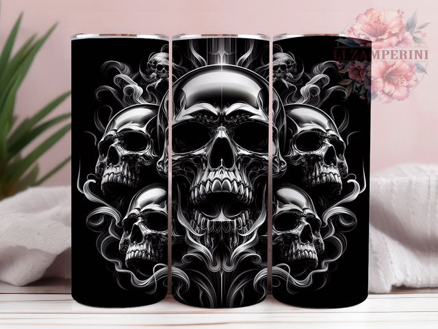 Spooky Skull Skeleton Halloween Tumbler, Spooky Skeleton Wrap, 20oz Sublimation PNG, Creepy Cup Design, Gothic Halloween Art, Skull Lover Gift, Haunted Tumbler Wrap Sublimation Li Zamperini 