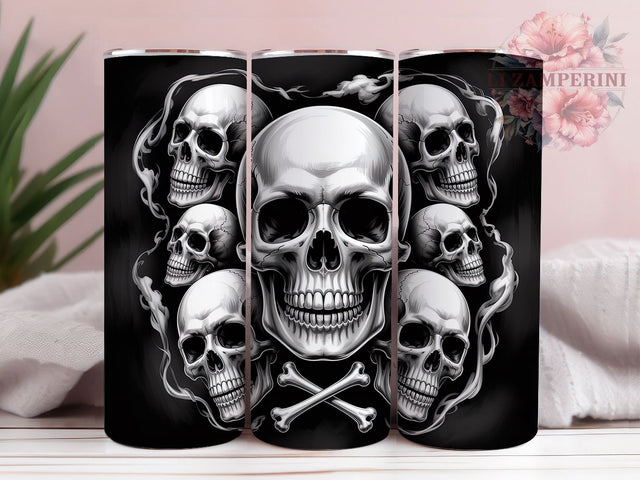 Spooky Skull Skeleton Halloween Tumbler, Spooky Skeleton Wrap, 20oz Sublimation PNG, Creepy Cup Design, Gothic Halloween Art, Skull Lover Gift, Haunted Tumbler Wrap Sublimation Li Zamperini 