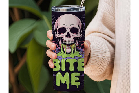 Spooky Skull & Spiders 20oz Tumbler Wrap Sublimation DesignSVG 