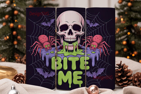 Spooky Skull & Spiders 20oz Tumbler Wrap Sublimation DesignSVG 