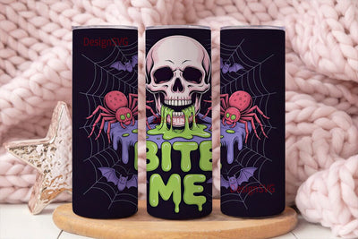 Spooky Skull & Spiders 20oz Tumbler Wrap Sublimation DesignSVG 