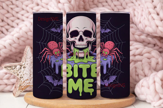 Spooky Skull & Spiders 20oz Tumbler Wrap Sublimation DesignSVG 