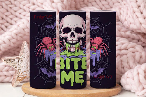 Spooky Skull & Spiders 20oz Tumbler Wrap Sublimation DesignSVG 
