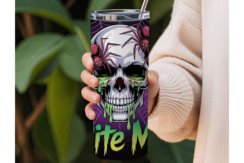 Spooky Skull & Spiders 20oz Tumbler Wrap Sublimation DesignSVG 