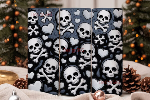 Spooky Skulls & Bones 20oz Tumbler Wrap Sublimation DesignSVG 