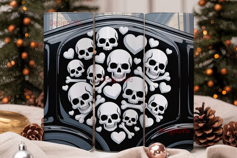 Spooky Skulls & Bones 20oz Tumbler Wrap Sublimation DesignSVG 