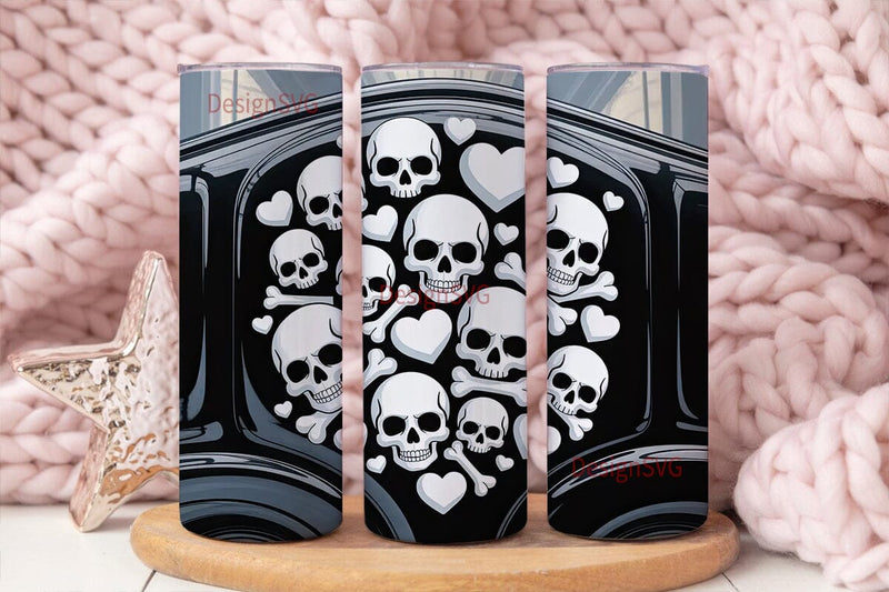Spooky Skulls & Bones 20oz Tumbler Wrap Sublimation DesignSVG 