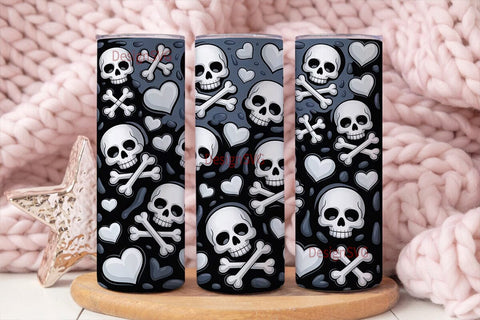 Spooky Skulls & Bones 20oz Tumbler Wrap Sublimation DesignSVG 