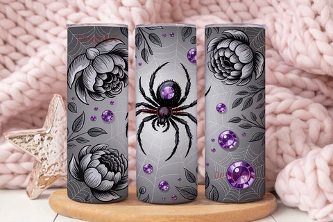 Spooky Spiderweb Floral 20oz Tumbler Sublimation DesignSVG 