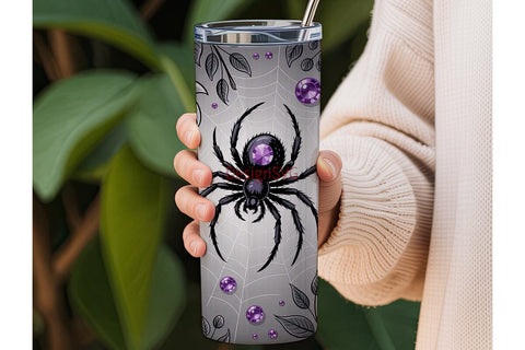 Spooky Spiderweb Floral 20oz Tumbler Sublimation DesignSVG 