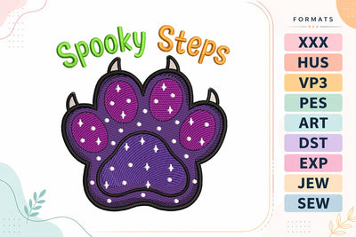 Spooky Steps Monster Paw Halloween Embroidery Design Embroidery/Applique DESIGNS sg embroidery 