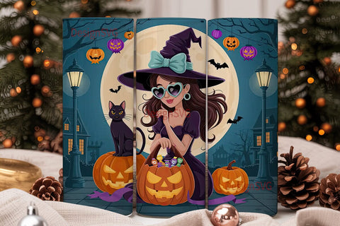 Spooky Stylish Witch 20oz Tumbler Wrap Sublimation DesignSVG 