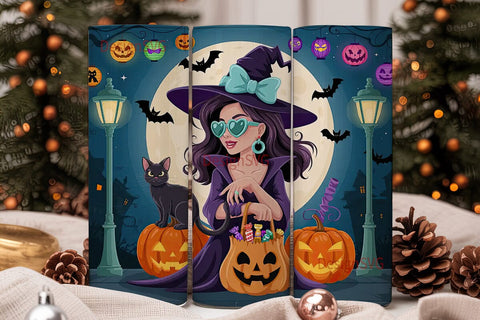 Spooky Stylish Witch 20oz Tumbler Wrap Sublimation DesignSVG 