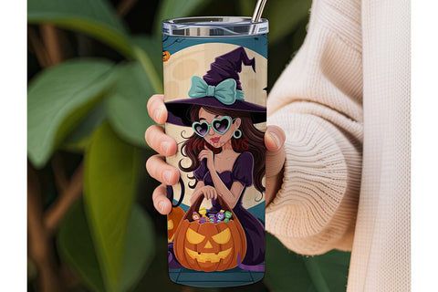 Spooky Stylish Witch 20oz Tumbler Wrap Sublimation DesignSVG 