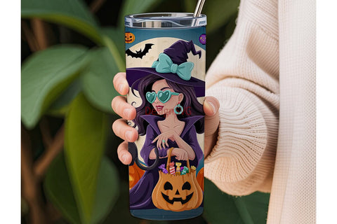 Spooky Stylish Witch 20oz Tumbler Wrap Sublimation DesignSVG 