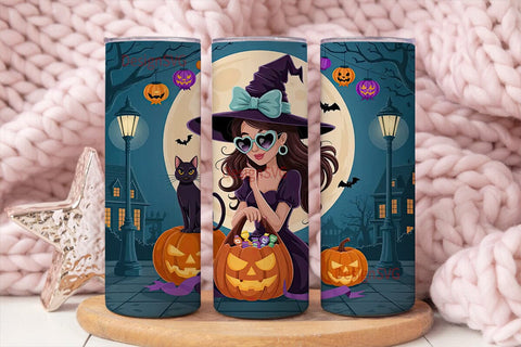 Spooky Stylish Witch 20oz Tumbler Wrap Sublimation DesignSVG 
