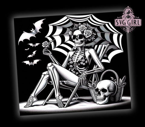 Spooky Summer 20oz Tumbler Wrap Sublimation Design, Straight Tapered Tumbler Wrap, Skeleton Mom Tumbler Png, Instant Digital Download Sublimation SvggirlplusArt 