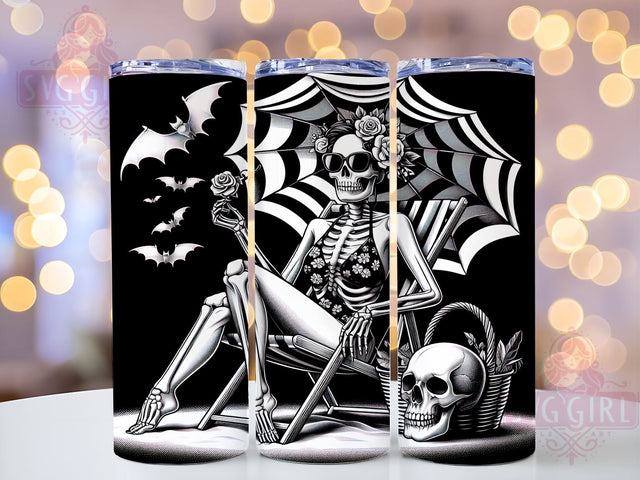 Spooky Summer 20oz Tumbler Wrap Sublimation Design, Straight Tapered Tumbler Wrap, Skeleton Mom Tumbler Png, Instant Digital Download Sublimation SvggirlplusArt 