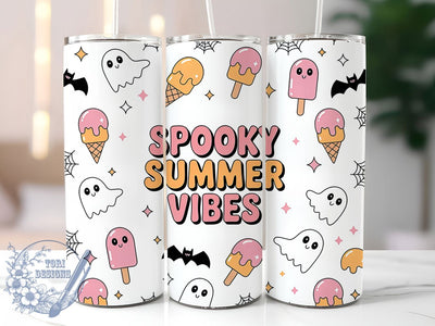 Spooky Summer Ghost Beach Tumbler, Cute Ghost Cup, 20Oz Tumbler Wrap, Summer Halloween Drinkware, Sublimation Tumbler Design, Beach Vibes Ghost Mug, Tropical Spooky Tumbler Sublimation ToriDesigns 