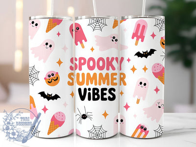 Spooky Summer Ghost Beach Tumbler, Cute Ghost Cup, 20Oz Tumbler Wrap, Summer Halloween Drinkware, Sublimation Tumbler Design, Beach Vibes Ghost Mug, Tropical Spooky Tumbler Sublimation ToriDesigns 
