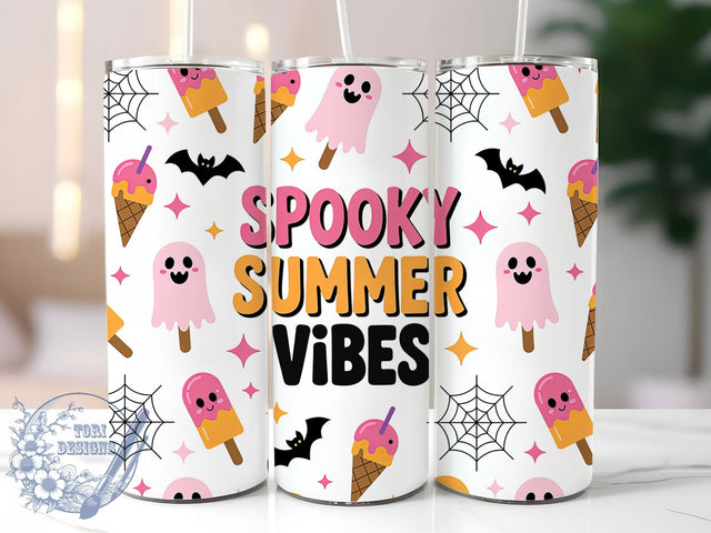 Spooky Summer Ghost Beach Tumbler, Cute Ghost Cup, 20Oz Tumbler Wrap, Summer Halloween Drinkware, Sublimation Tumbler Design, Beach Vibes Ghost Mug, Tropical Spooky Tumbler Sublimation ToriDesigns 