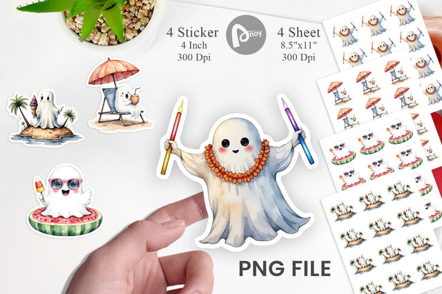 Spooky Summer Ghosts Sticker Sublimation artnoy 
