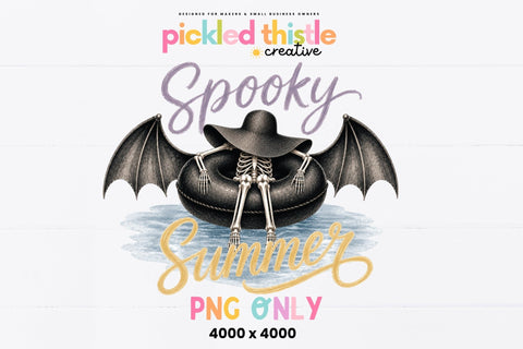 Spooky Summer PNG, Skeleton Floatie PNG Sublimation Pickled Thistle Creative 