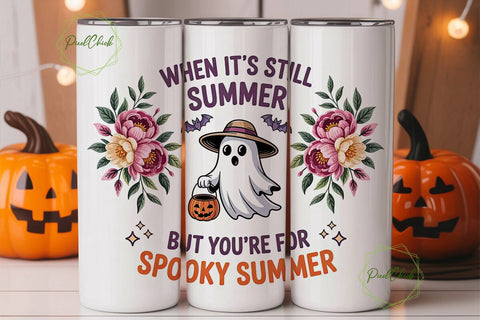Spooky Summer Tumbler Wrap PNG Sublimation PixelChick 