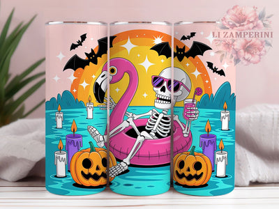 Spooky Summerween Beach Tumbler Wrap, Spooky Summer Png, Skeleton Tumbler Png, 20oz Skinny Tumbler, Sublimation Download, Beach Goth Tumbler, Halloween In July Sublimation Li Zamperini 
