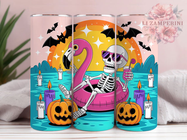 Spooky Summerween Beach Tumbler Wrap, Spooky Summer Png, Skeleton Tumbler Png, 20oz Skinny Tumbler, Sublimation Download, Beach Goth Tumbler, Halloween In July Sublimation Li Zamperini 