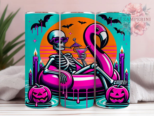 Spooky Summerween Beach Tumbler Wrap, Spooky Summer Png, Skeleton Tumbler Png, 20oz Skinny Tumbler, Sublimation Download, Beach Goth Tumbler, Halloween In July Sublimation Li Zamperini 