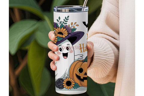 Spooky Sunflower Ghost 20oz Tumbler Wrap Sublimation DesignSVG 