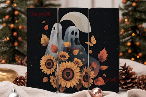 Spooky Sunflower Ghost 20oz Tumbler Wrap Sublimation DesignSVG 
