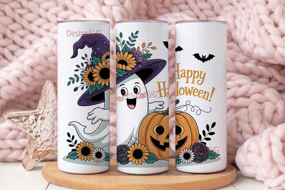 Spooky Sunflower Ghost 20oz Tumbler Wrap Sublimation DesignSVG 