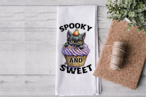 Spooky & Sweet Black Cat Cupcake Towel Sublimation Sublimation Jagonath Roy 
