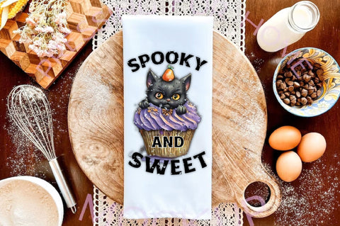 Spooky & Sweet Black Cat Cupcake Towel Sublimation Sublimation Jagonath Roy 