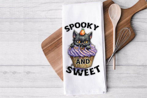 Spooky & Sweet Black Cat Cupcake Towel Sublimation Sublimation Jagonath Roy 