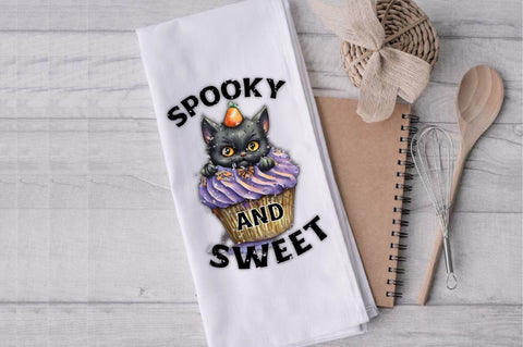 Spooky & Sweet Black Cat Cupcake Towel Sublimation Sublimation Jagonath Roy 