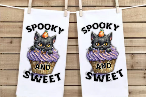 Spooky & Sweet Black Cat Cupcake Towel Sublimation Sublimation Jagonath Roy 