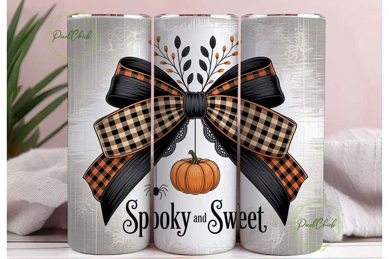 Spooky Sweet Bow 20oz Tumbler Wrap Sublimation PixelChick 