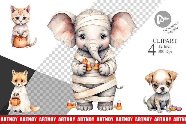 Spooky Sweet Critters Clipart Sublimation artnoy 