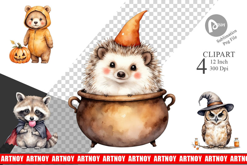 Spooky Sweet Critters Clipart Sublimation artnoy 