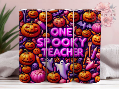 Spooky Teacher 20oz Tumbler Wrap PNG, Spooky Season Halloween Tumbler Png, Straight & Tapered Tumbler Wrap, Instant Digital Download Sublimation Li Zamperini 