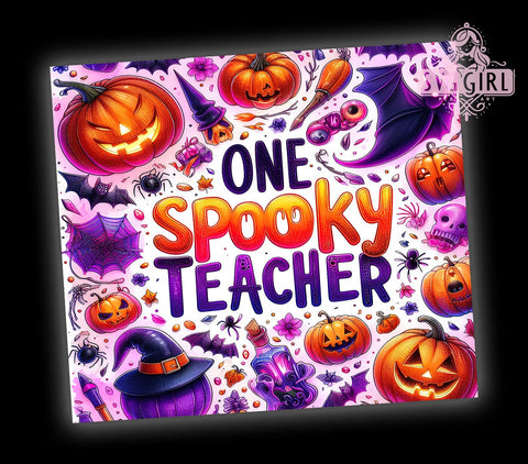 Spooky Teacher 20oz Tumbler Wrap Sublimation Design, Straight Tapered Tumbler Wrap, Spooky Season Halloween Tumbler Png, Instant Digital Download Sublimation SvggirlplusArt 