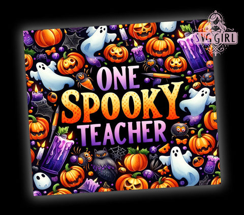 Spooky Teacher 20oz Tumbler Wrap Sublimation Design, Straight Tapered Tumbler Wrap, Spooky Season Halloween Tumbler Png, Instant Digital Download Sublimation SvggirlplusArt 