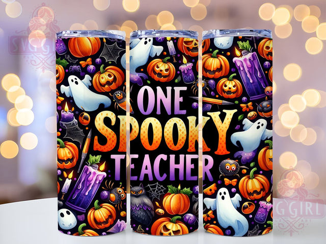 Spooky Teacher 20oz Tumbler Wrap Sublimation Design, Straight Tapered Tumbler Wrap, Spooky Season Halloween Tumbler Png, Instant Digital Download Sublimation SvggirlplusArt 