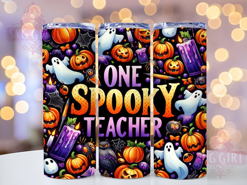 Spooky Teacher 20oz Tumbler Wrap Sublimation Design, Straight Tapered Tumbler Wrap, Spooky Season Halloween Tumbler Png, Instant Digital Download Sublimation SvggirlplusArt 